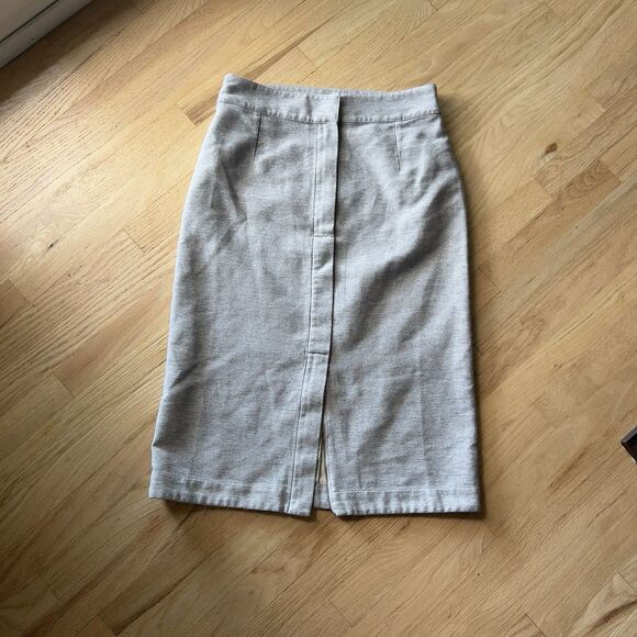Free People‎ Skirt Gray grey Zip front High Waist Pencil Midi size 10 cotton - Picture 1 of 5
